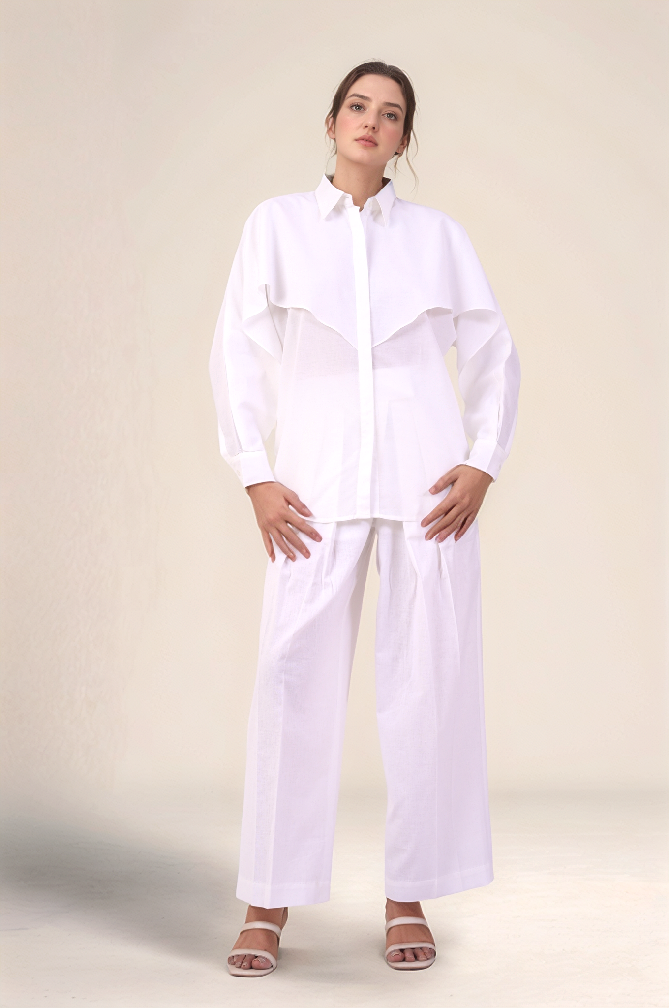 White Cotton Layered Shirt