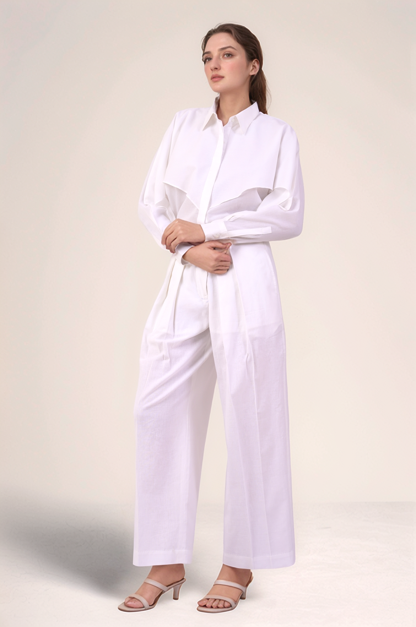 White Cotton Layered Shirt