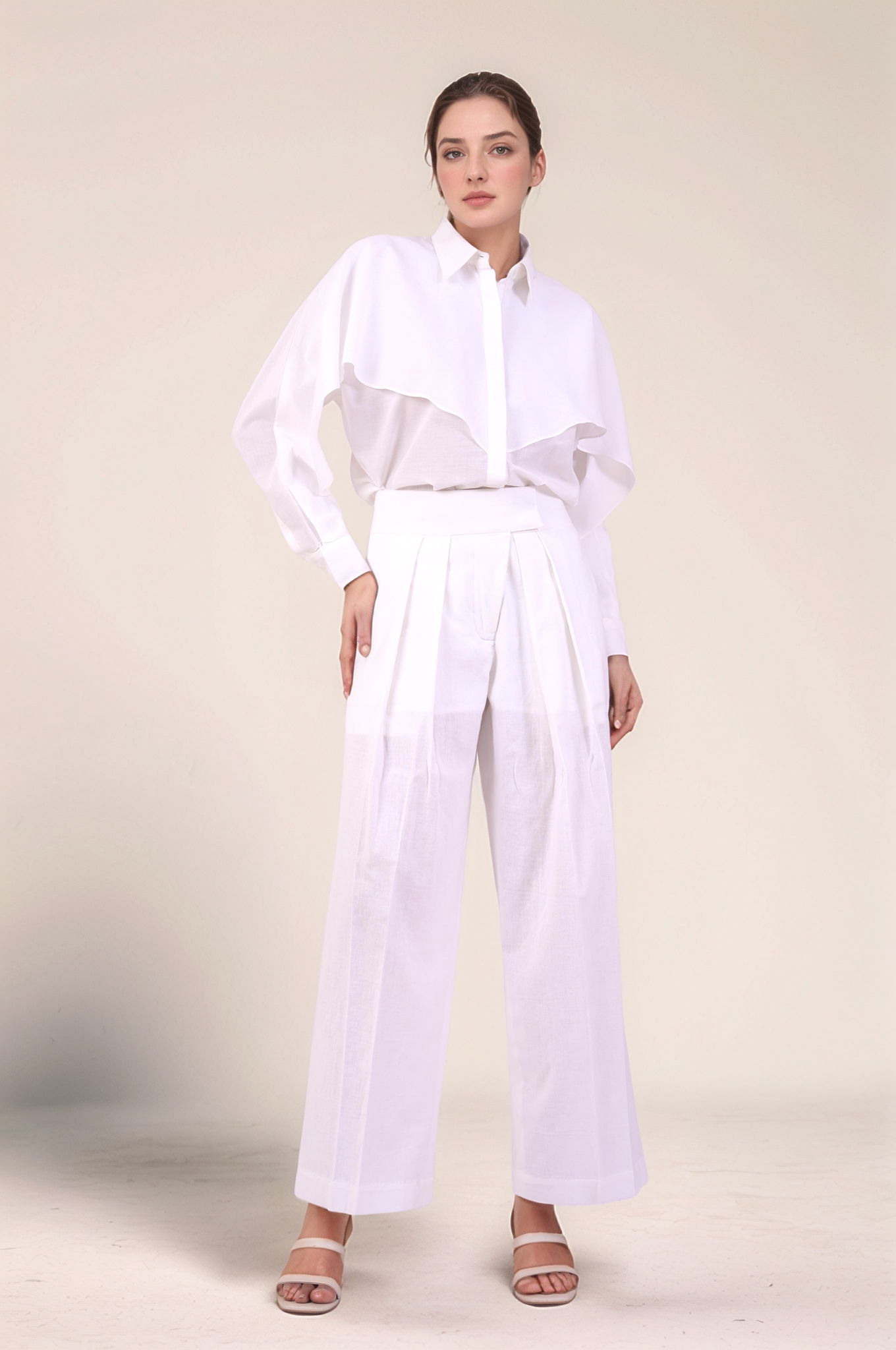 White Cotton Layered Shirt