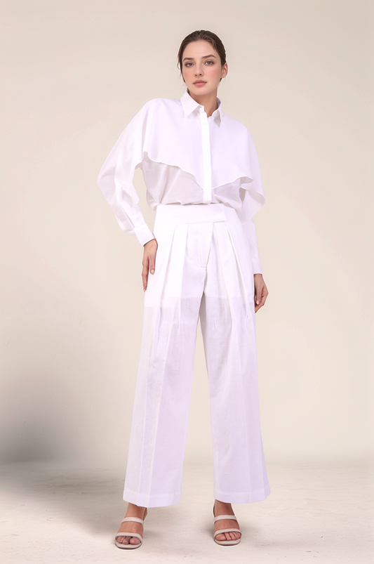 White Cotton Layered Shirt