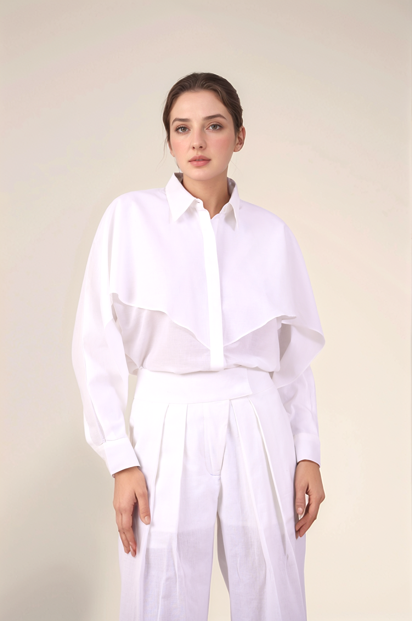 White Cotton Layered Shirt