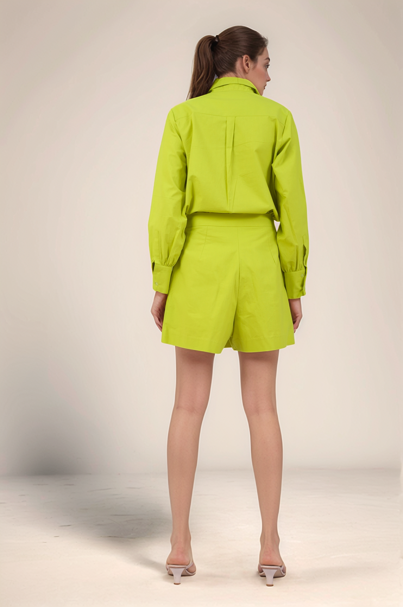 Lime Green Patch Pocket Cotton Co-ord Suit
