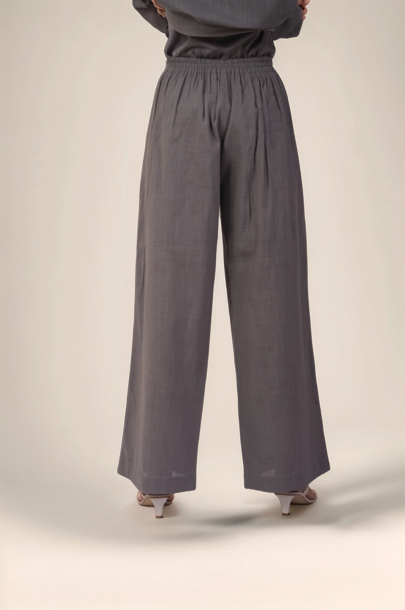 Grey Cotton Loose Trouser