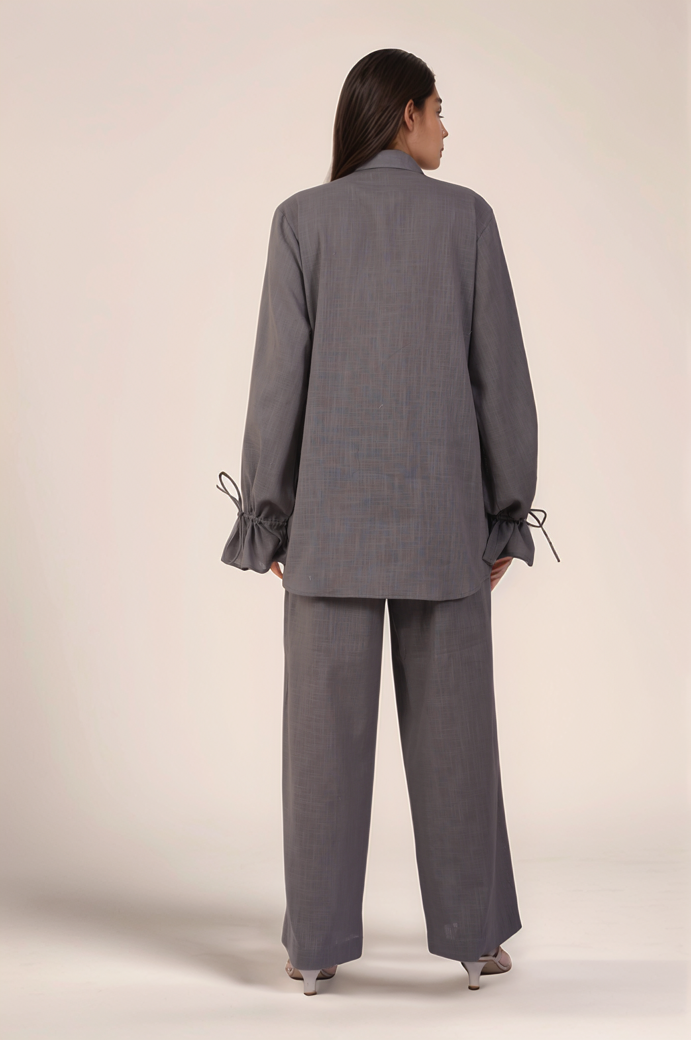 Grey Cotton Loose Trouser