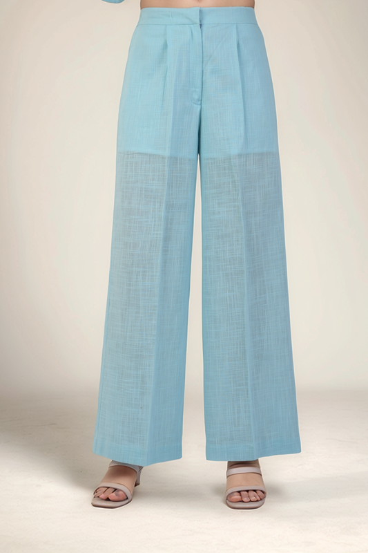Powder Blue Cotton Loose Trouser