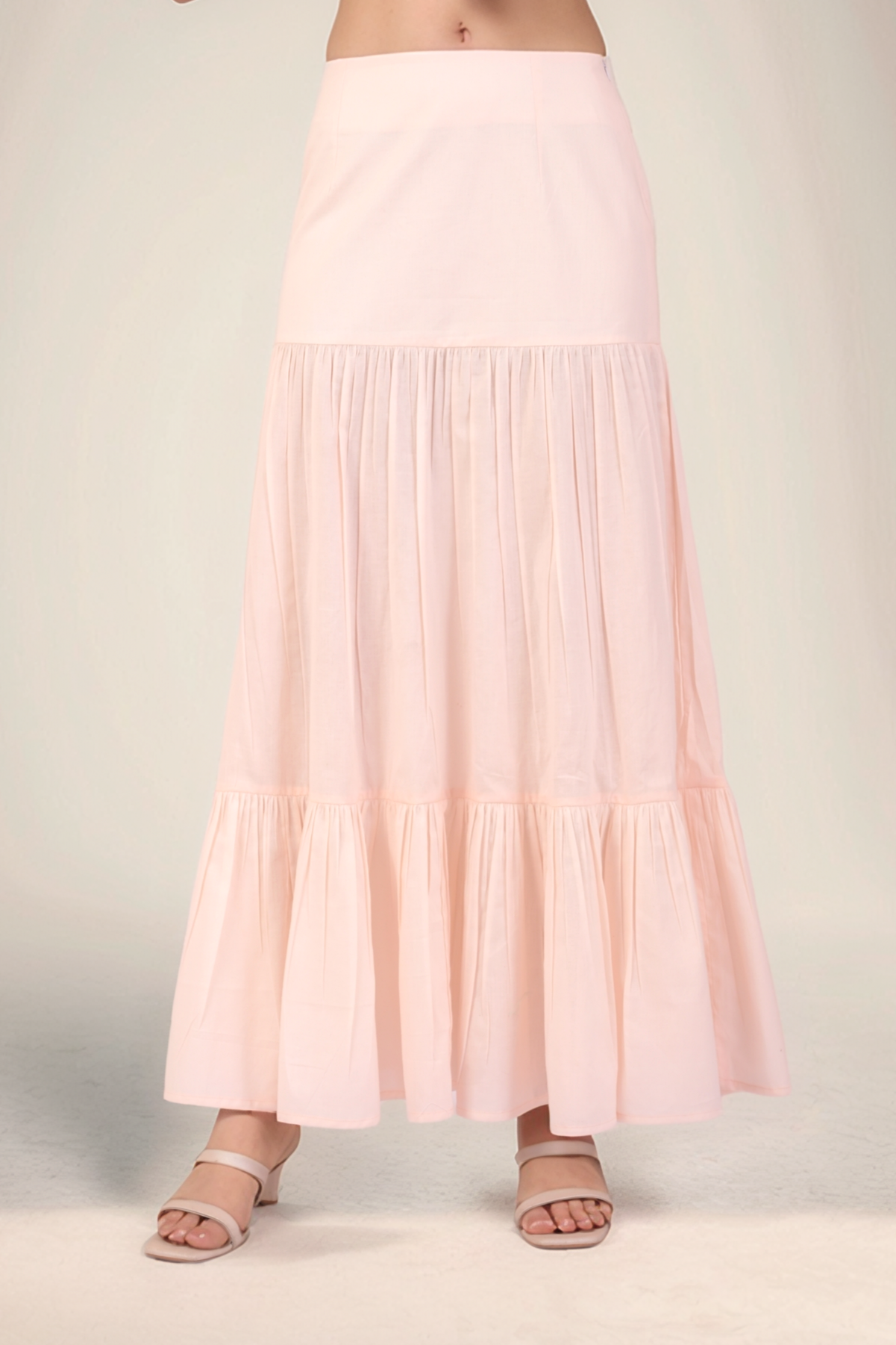 Powder Pink Pleated Cotton Co-ord suit shirt