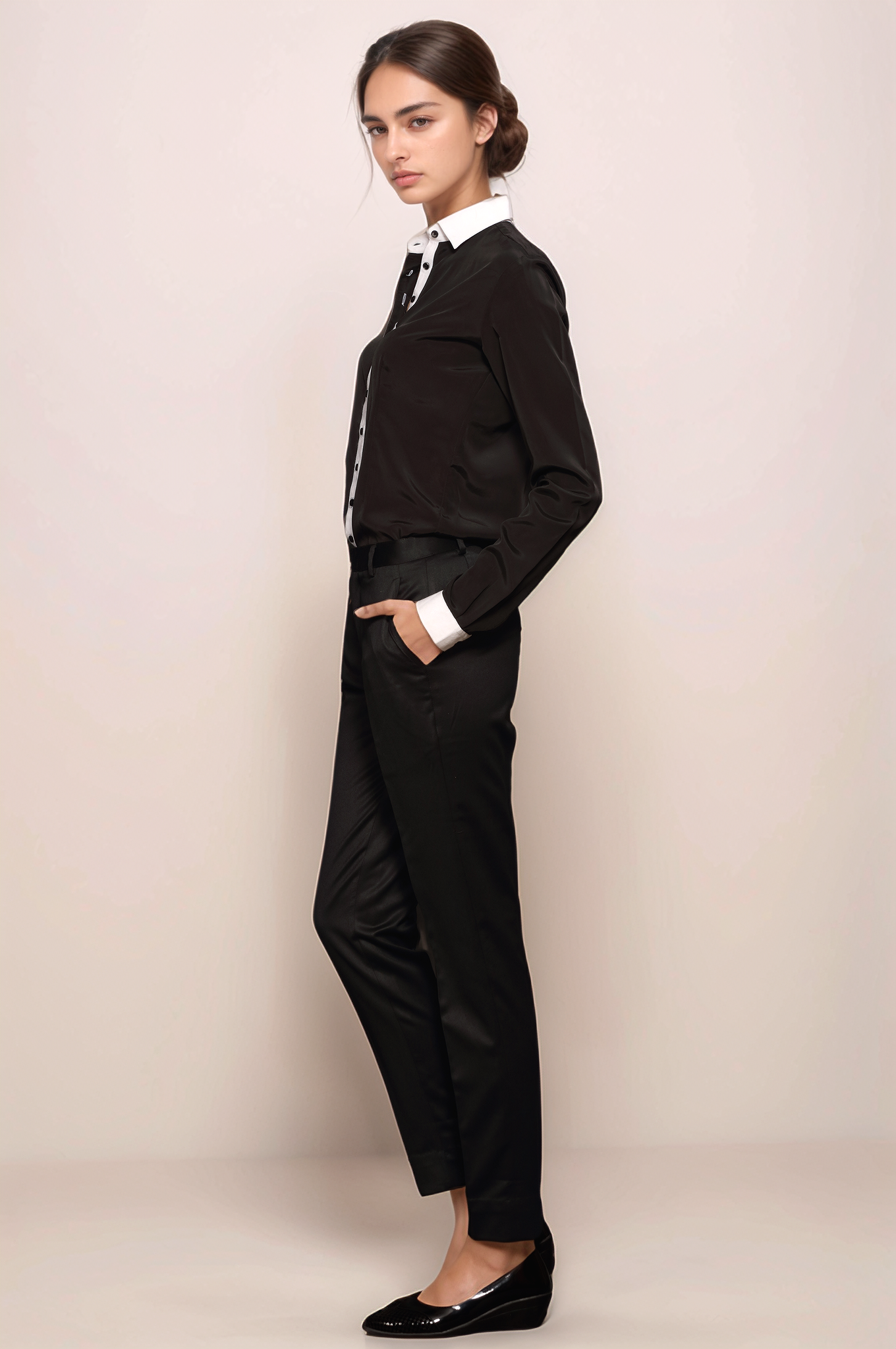 Black-White Placket Shirt