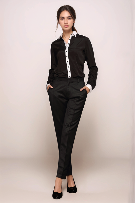 Black-White Placket Shirt