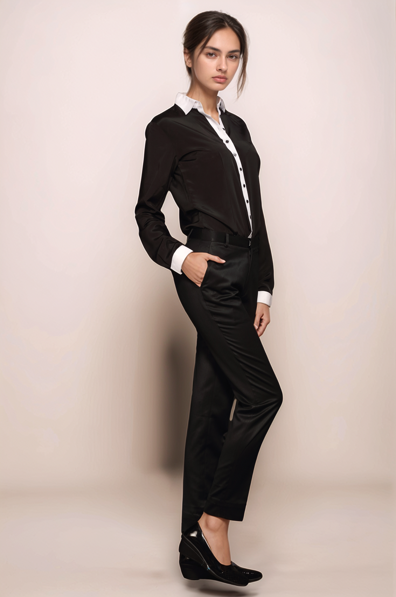 Black-White Placket Shirt