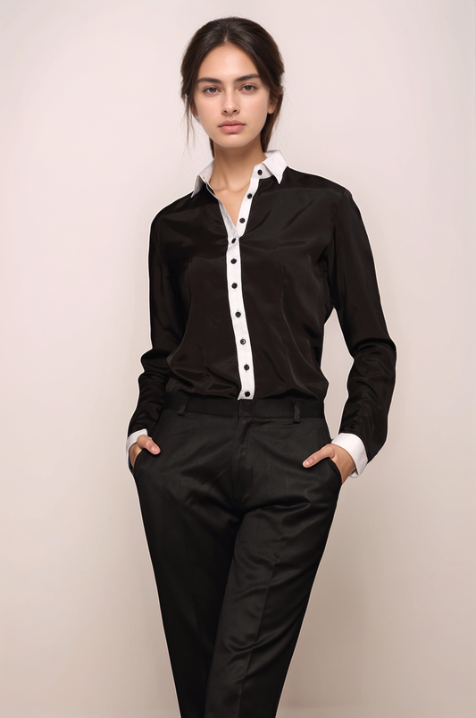 Black-White Placket Shirt