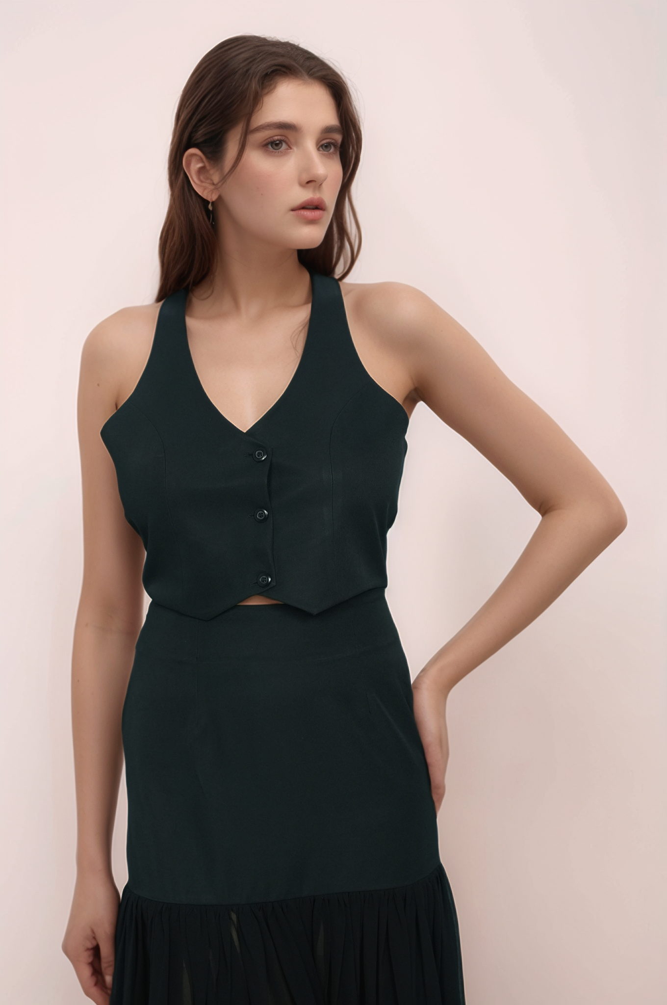 Black V-Neck Crop Jacket Co-ord Suit