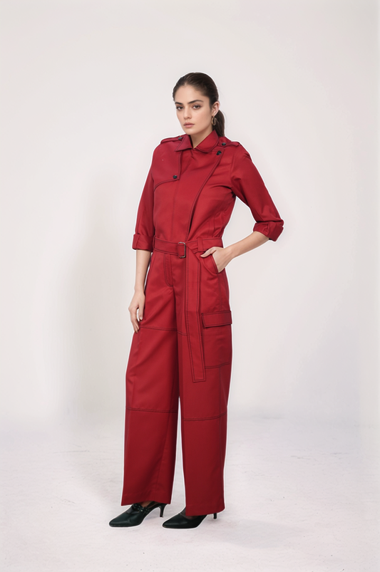 Red Casual Jacket Co-ord Suit