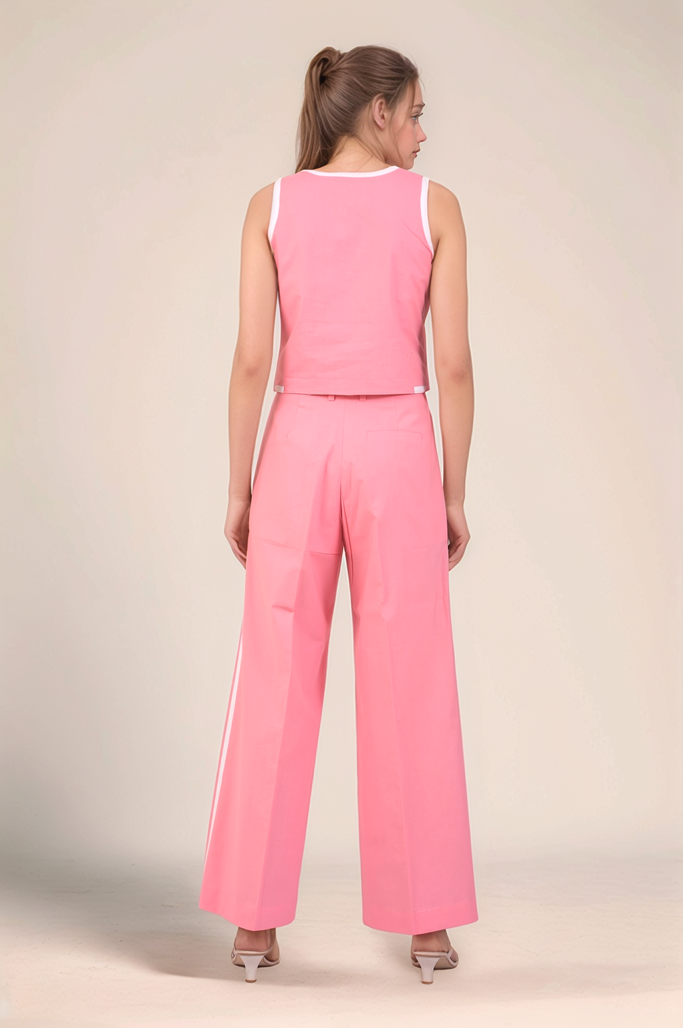 Pink Piping Cotton Waistcoat