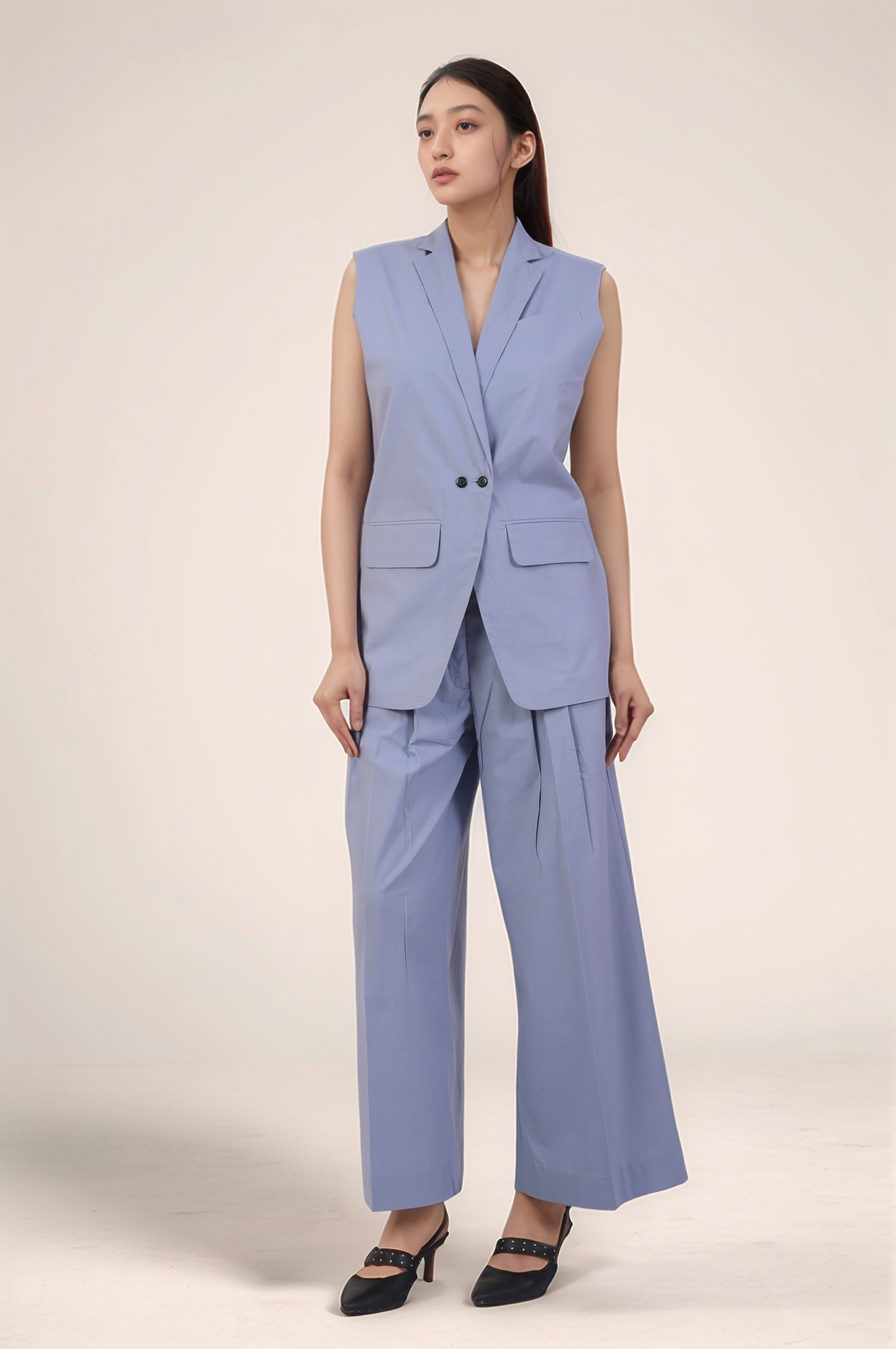Cadet Grey Sleeveless Blazer