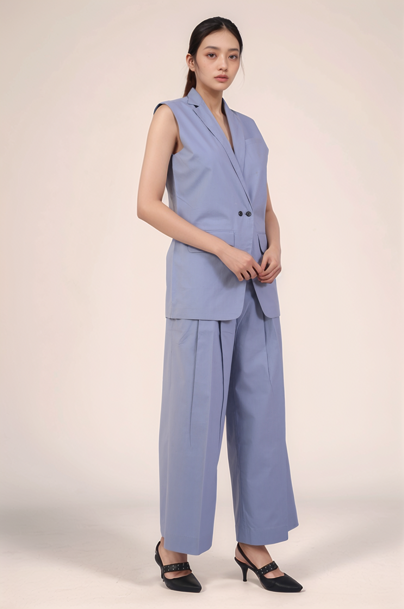 Cadet Grey Sleeveless Blazer