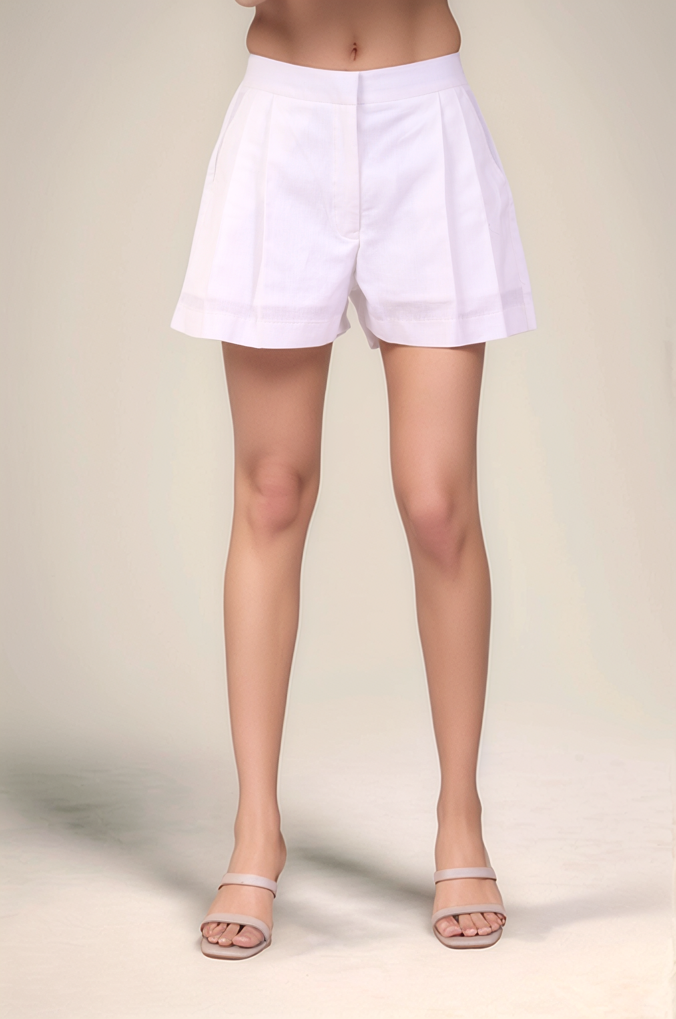 White Cotton Loose Shorts