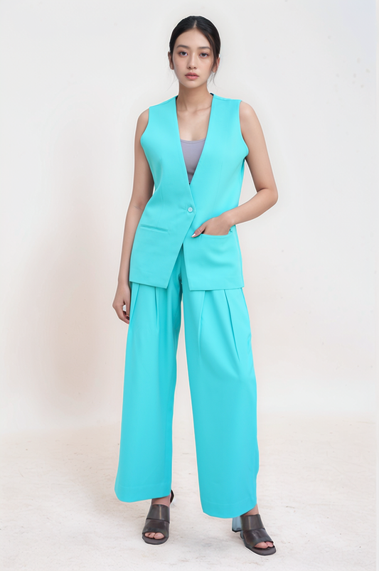 Sea Blue Single Breasted Waistcoat