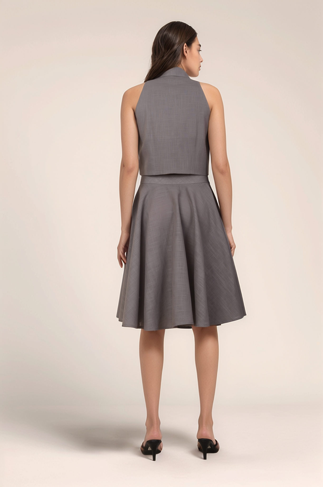 Grey Cotton Long Collar Waistcoat