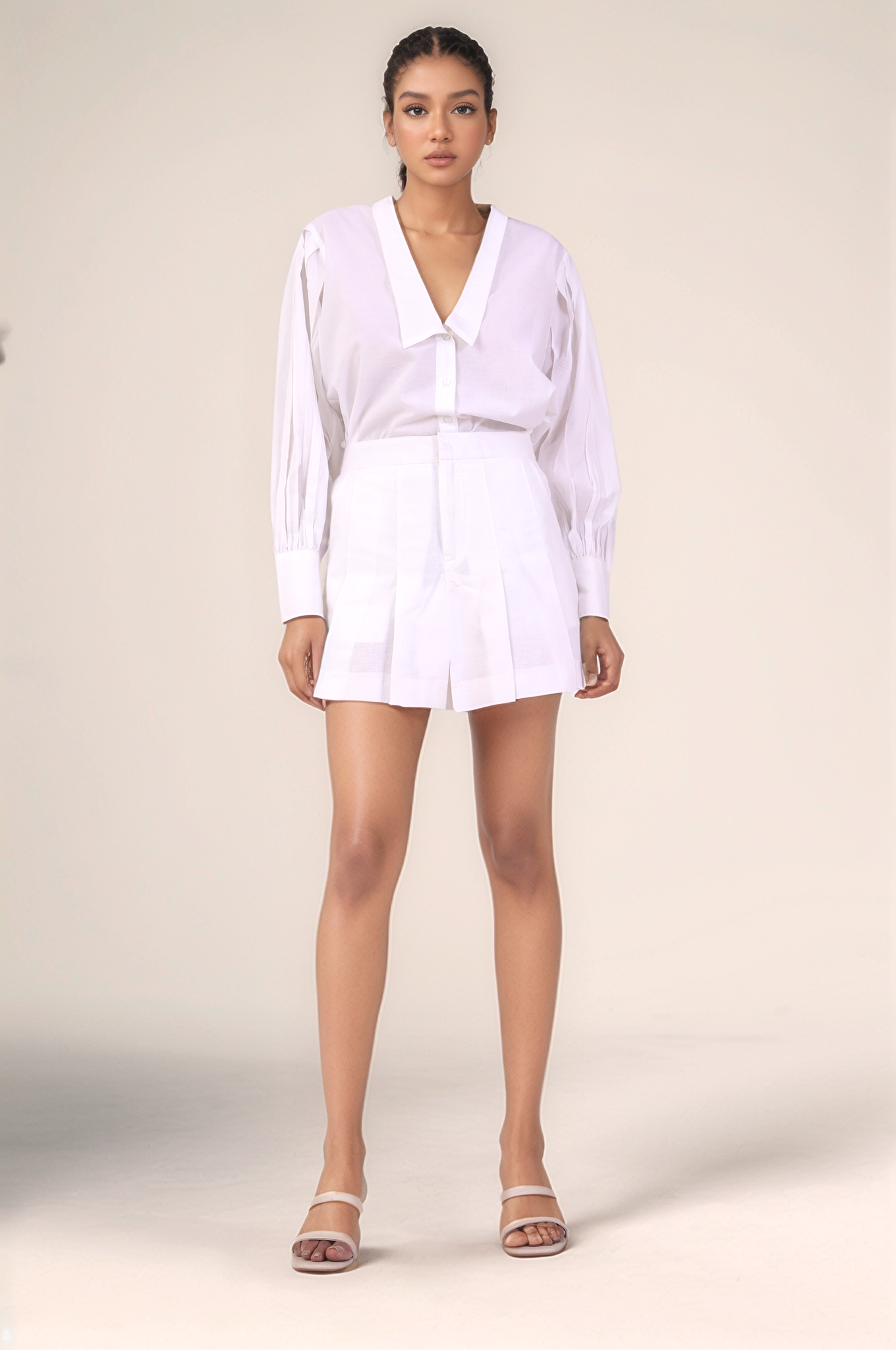 White Loose Fit Cotton Co-ord Suit