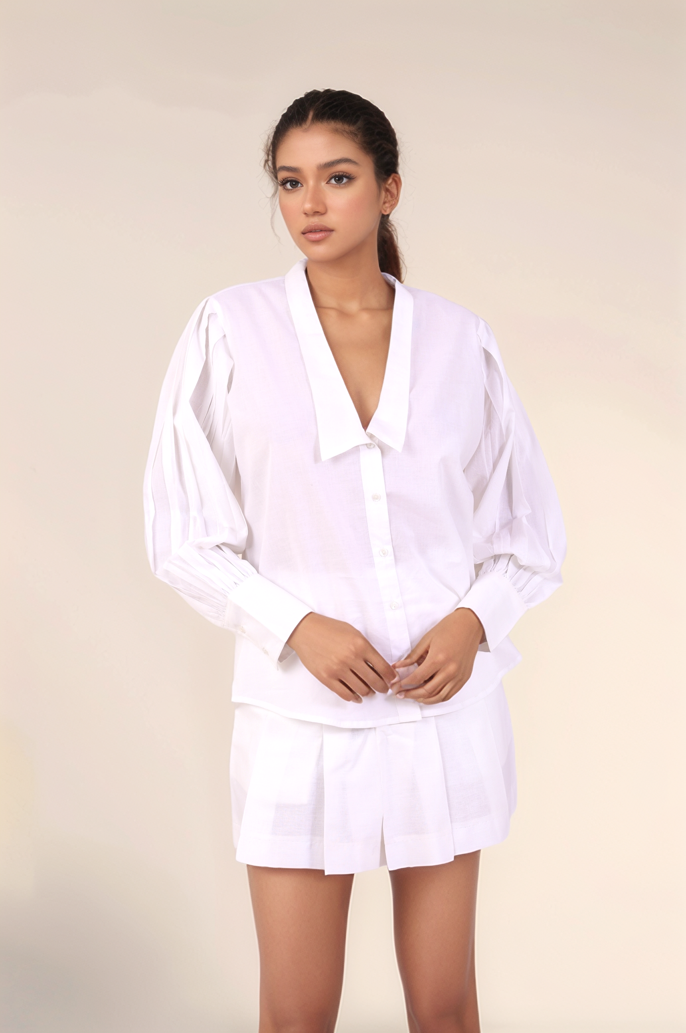 White Loose Fit Cotton Co-ord Suit