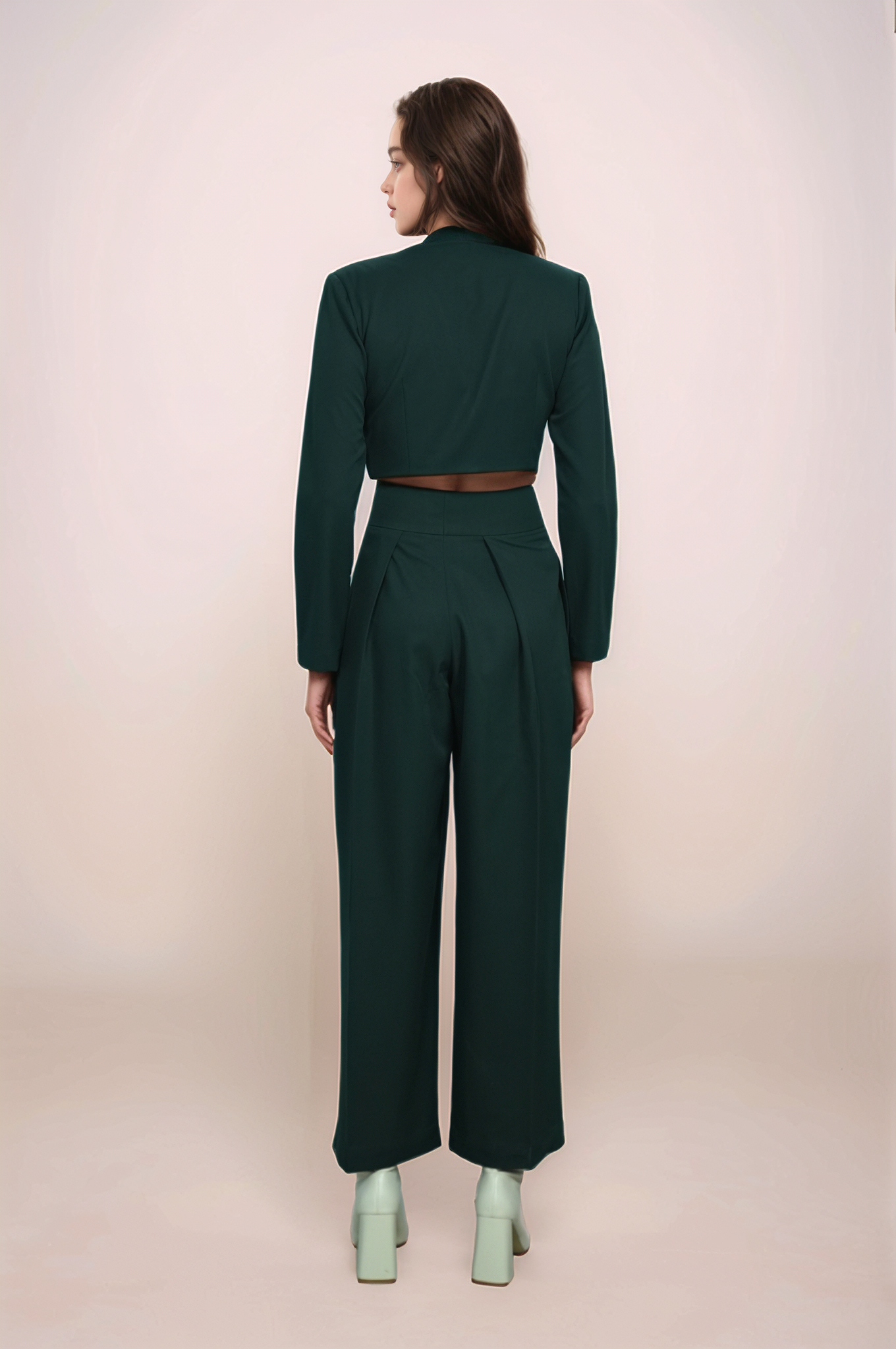 Dark Green Crop Jacket Co-ord suit