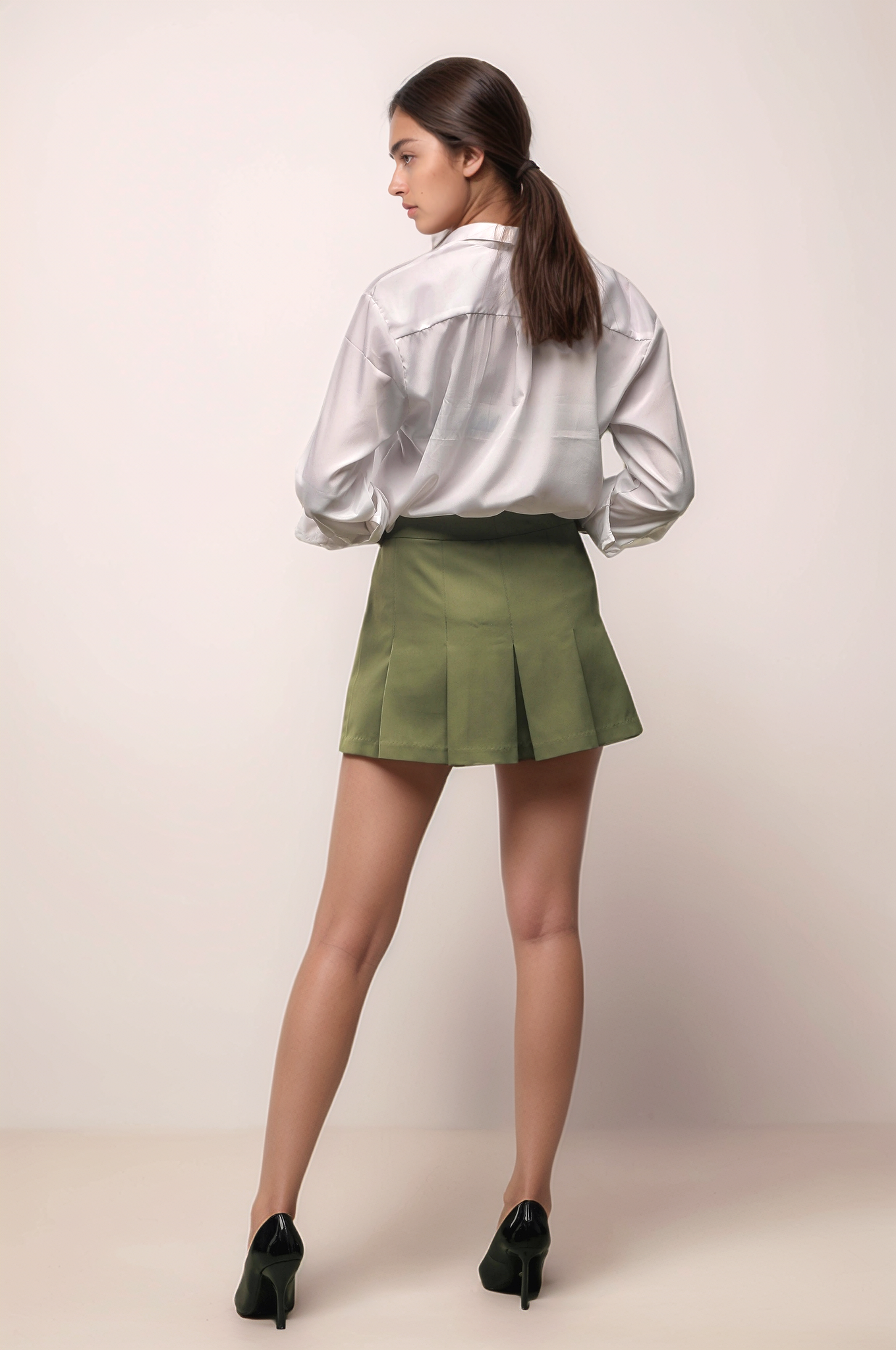 Pastel Green Pleated Skirt