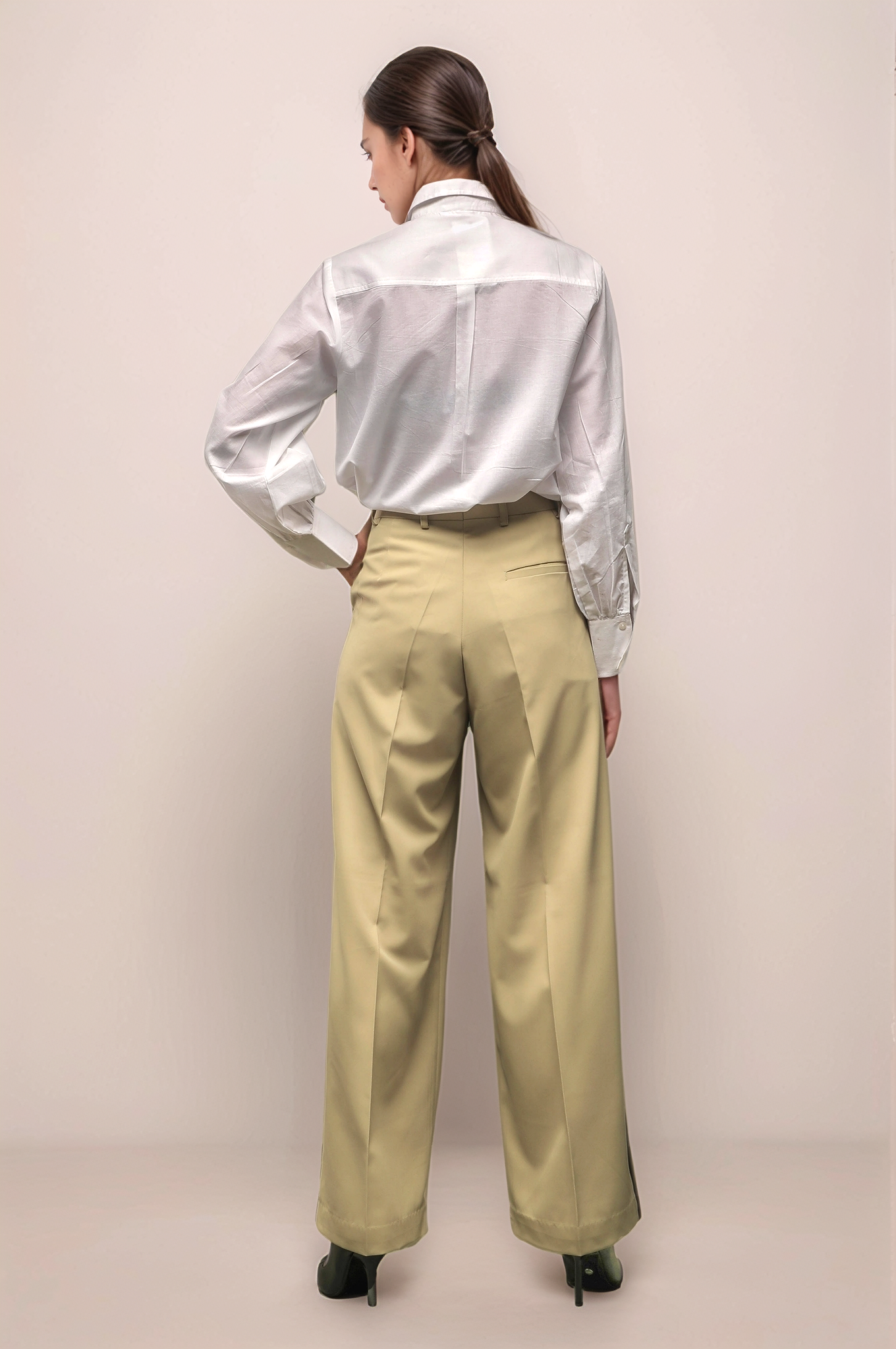 Greenish Beige Tuxedo Trouser