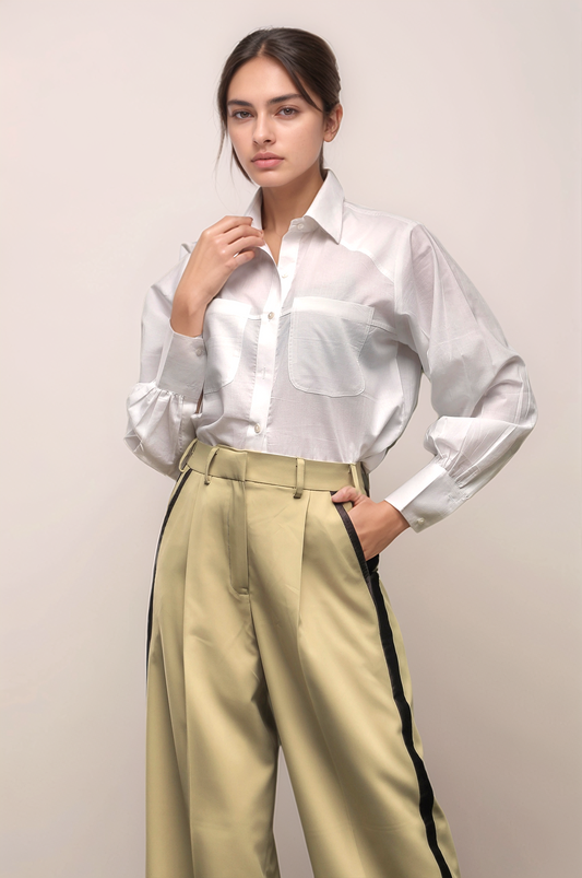 White Patch Pocket Cotton Shirt