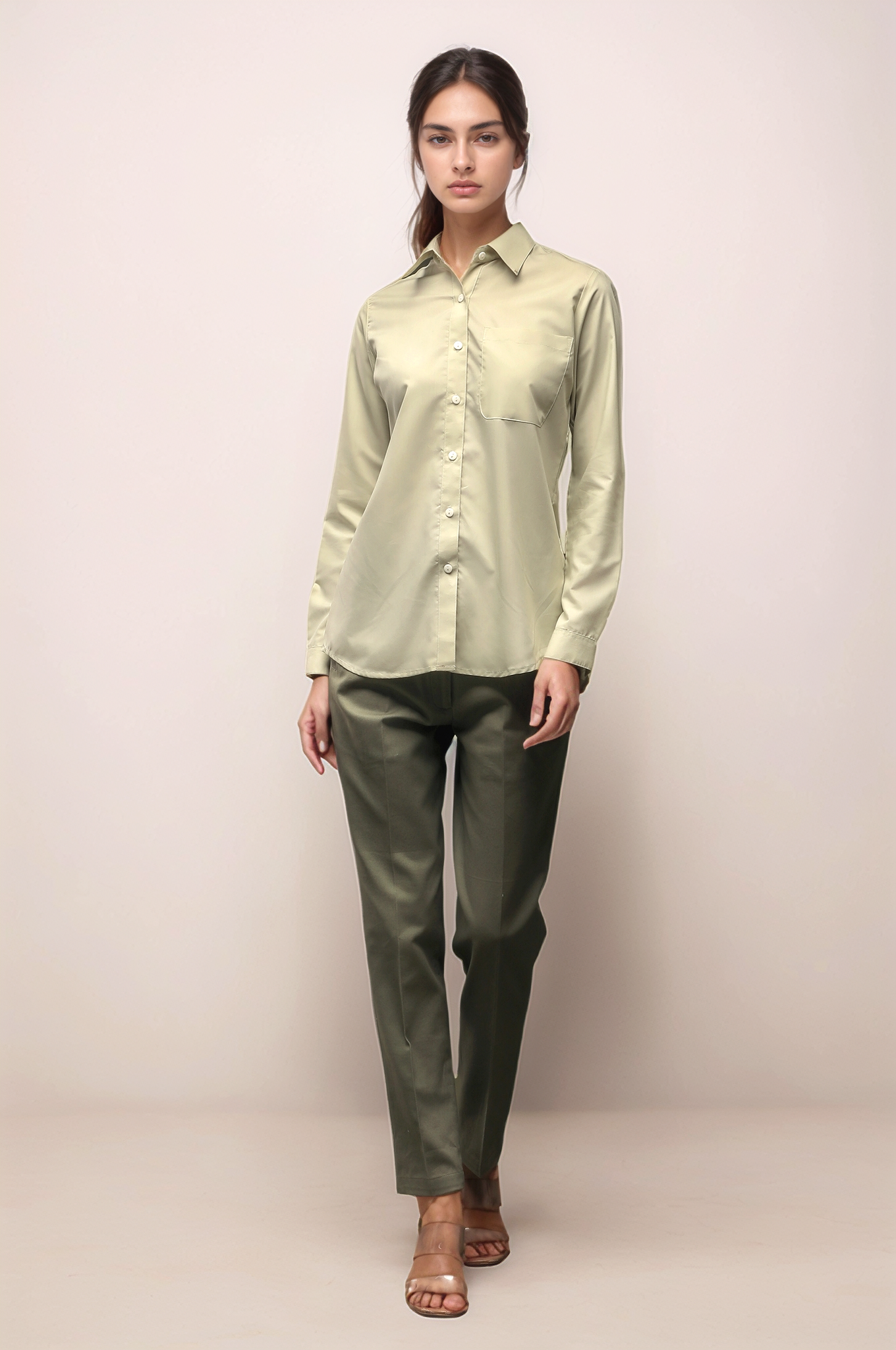 Pastel Green Back Slit Shirt