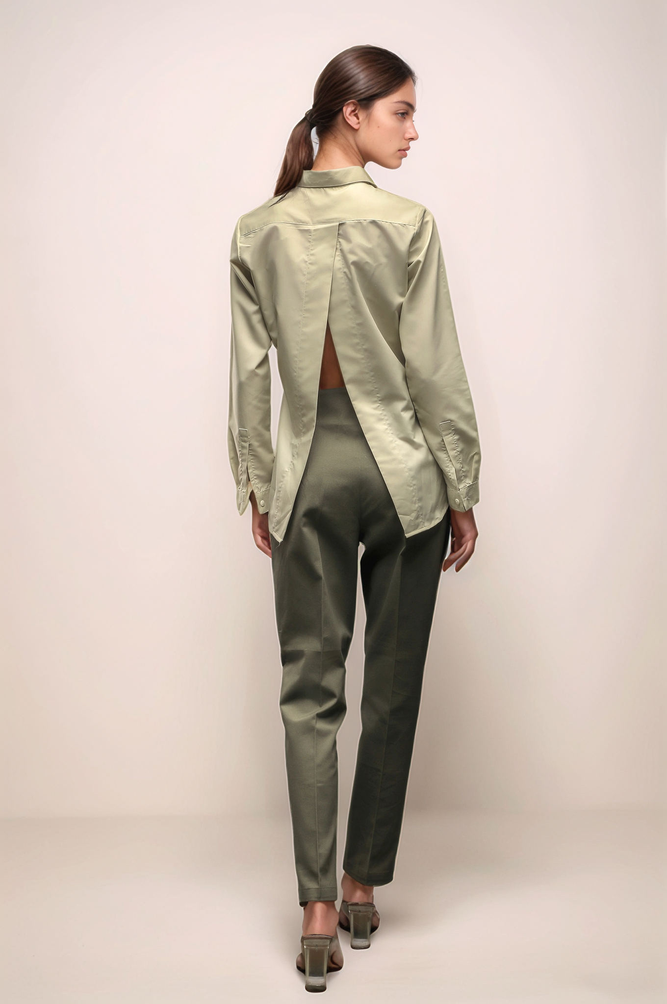 Pastel Green Back Slit Shirt
