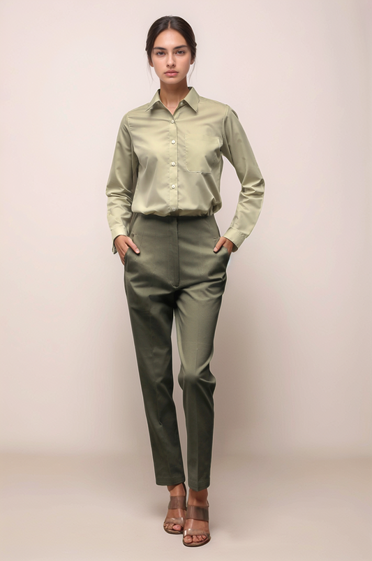 Pastel Green Back Slit Shirt