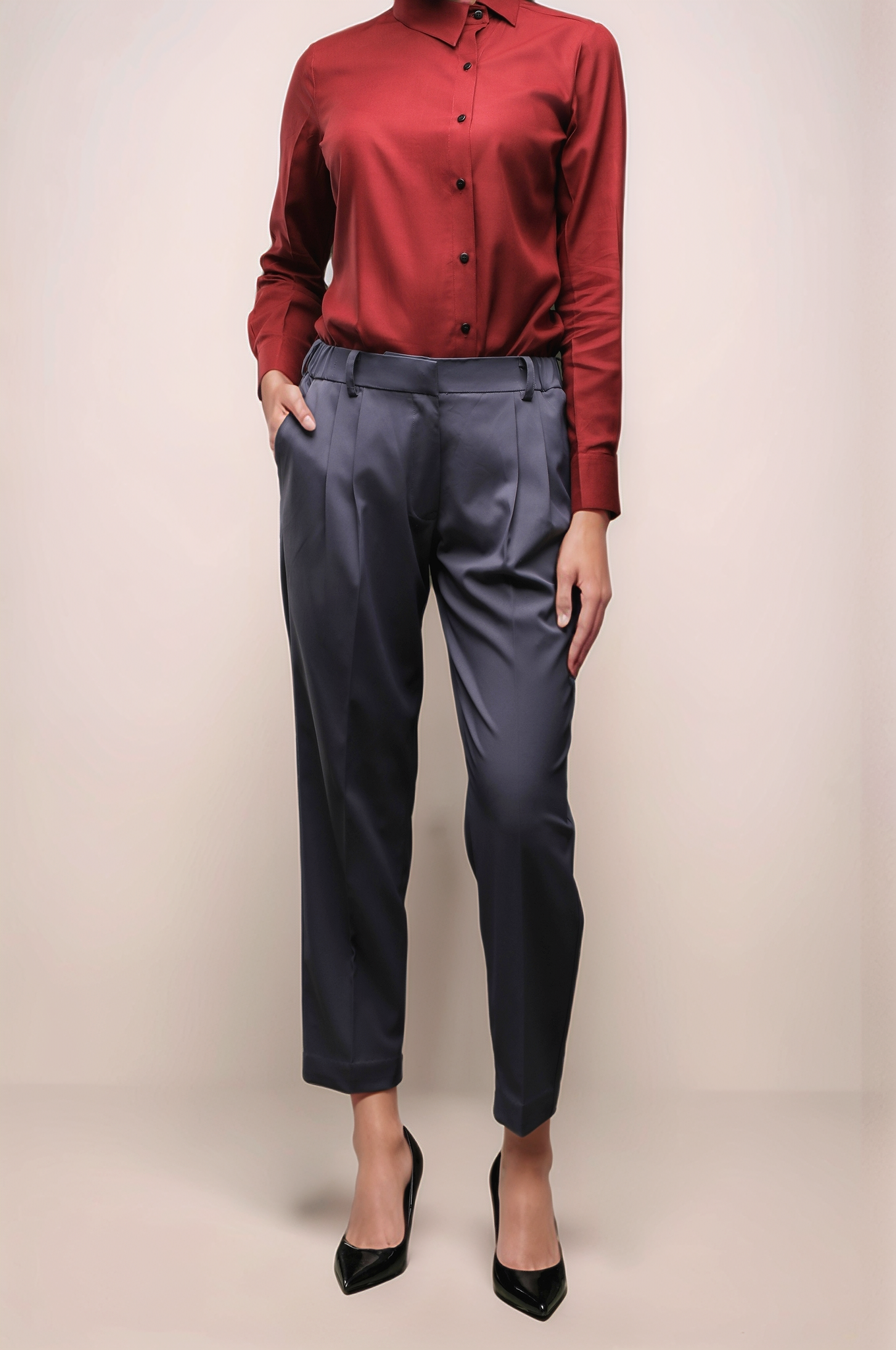 Maroon Cross Placket Shirt
