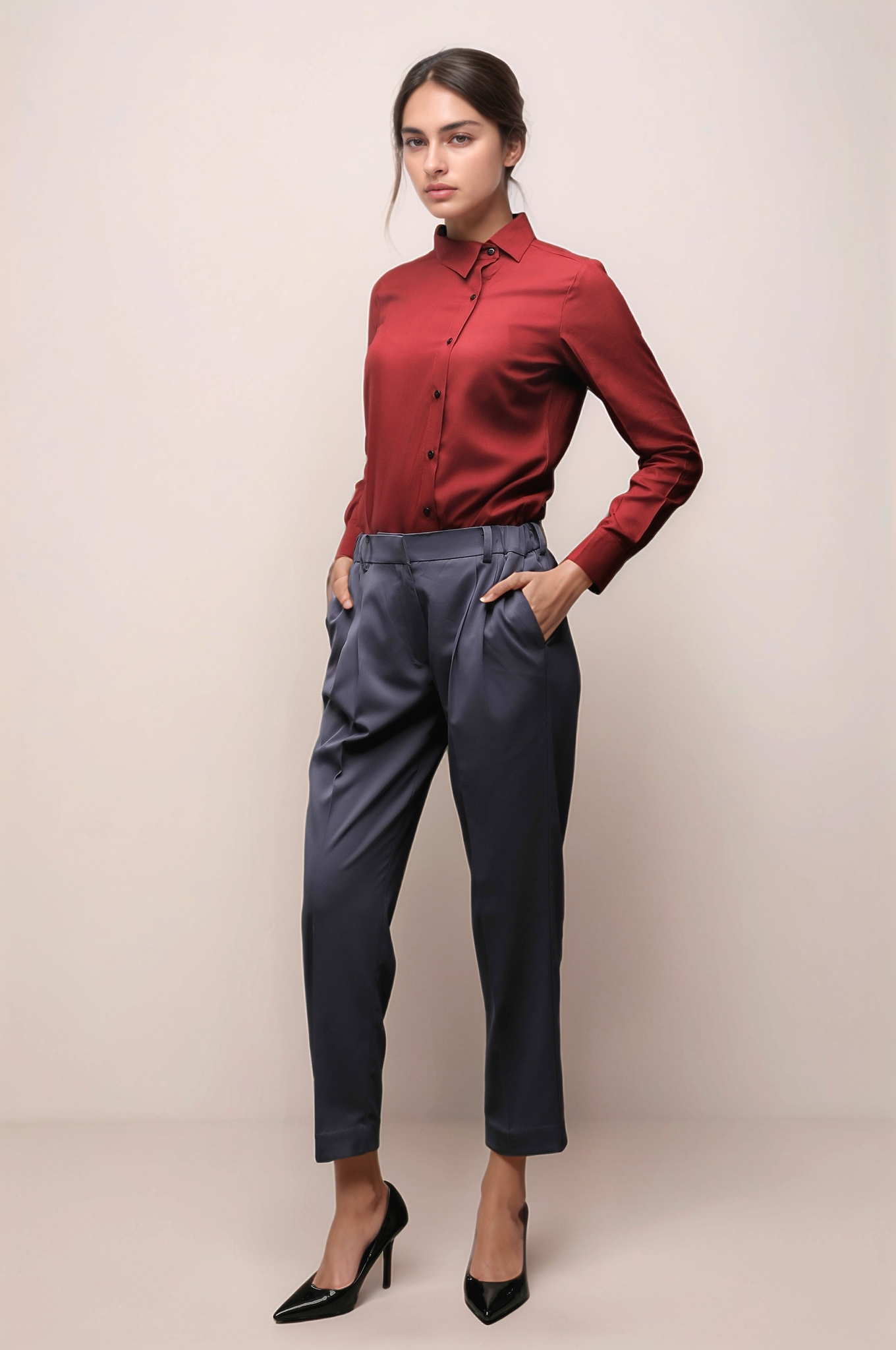 Maroon Cross Placket Shirt