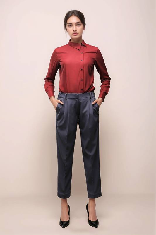 Maroon Cross Placket Shirt