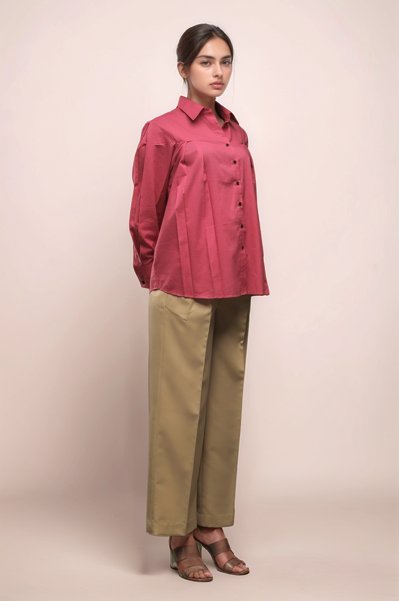 Beige Pleated Trouser