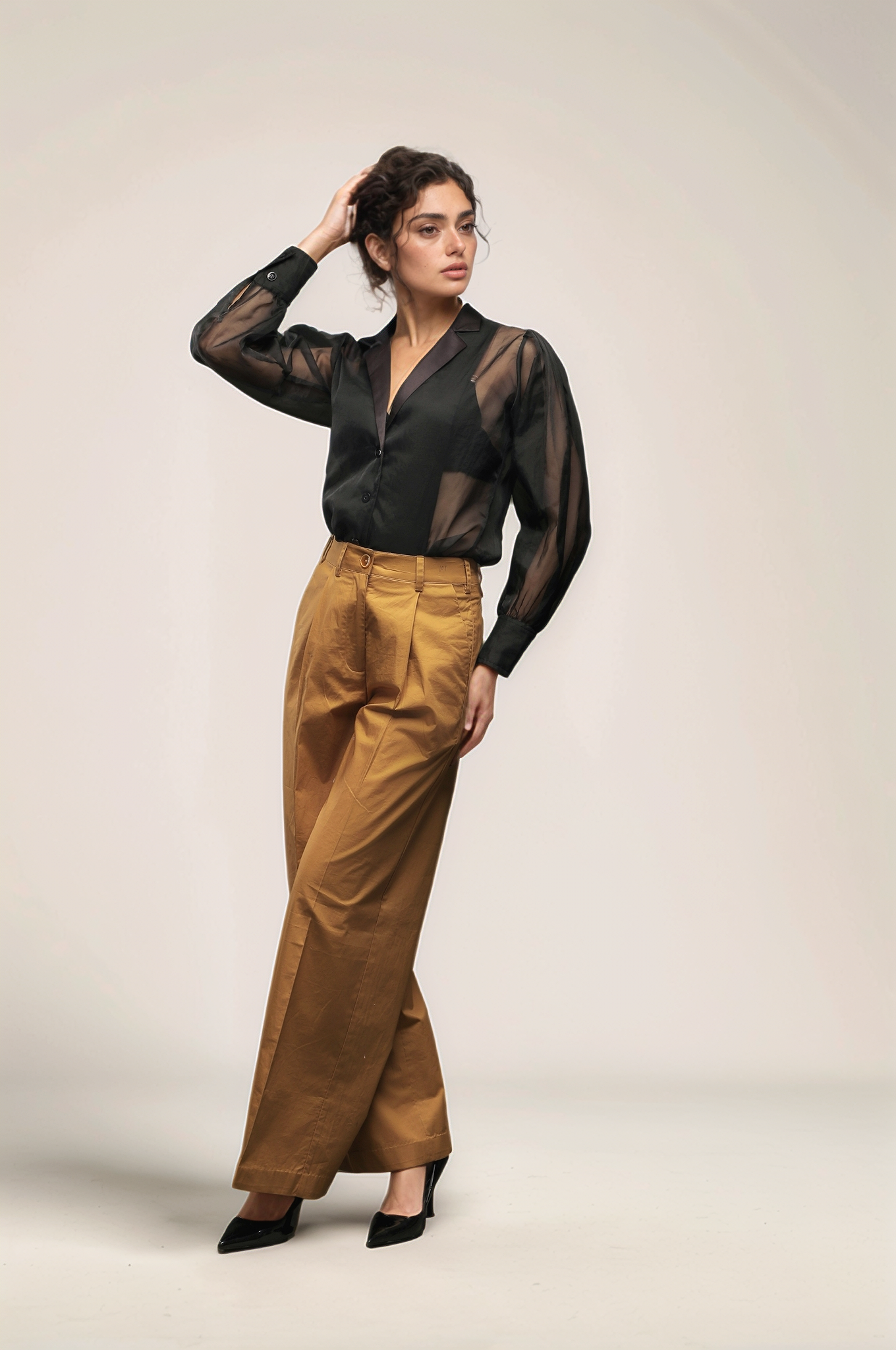 Black Georgette Panel Shirt