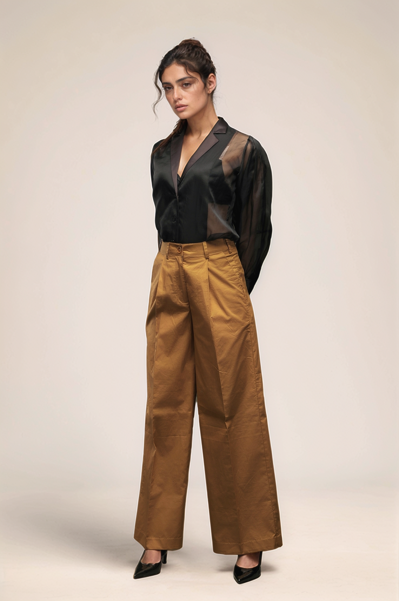 Black Georgette Panel Shirt