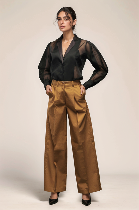 Black Georgette Panel Shirt