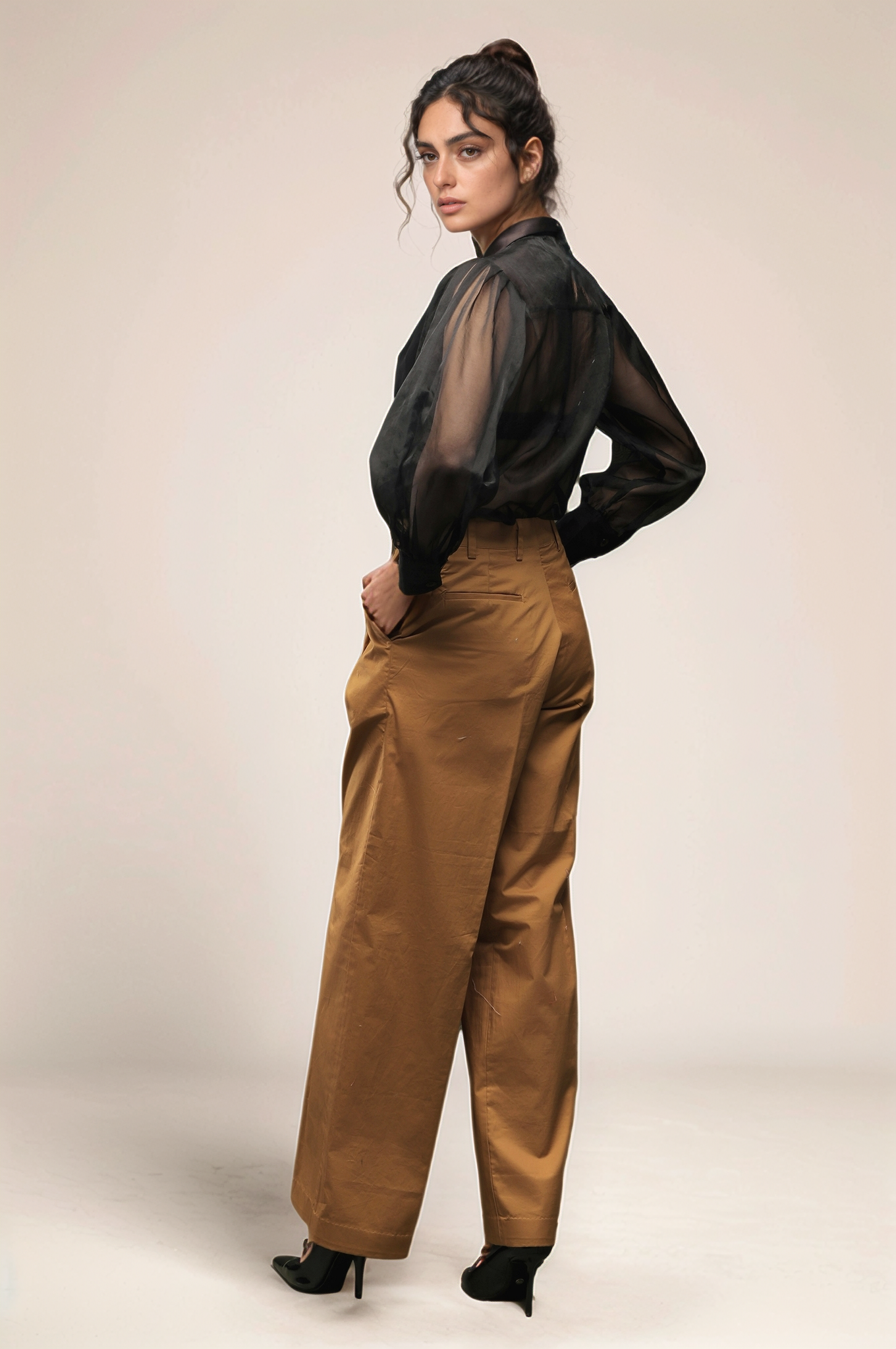 Black Georgette Panel Shirt