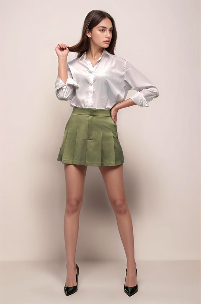 Pastel Green Pleated Skirt