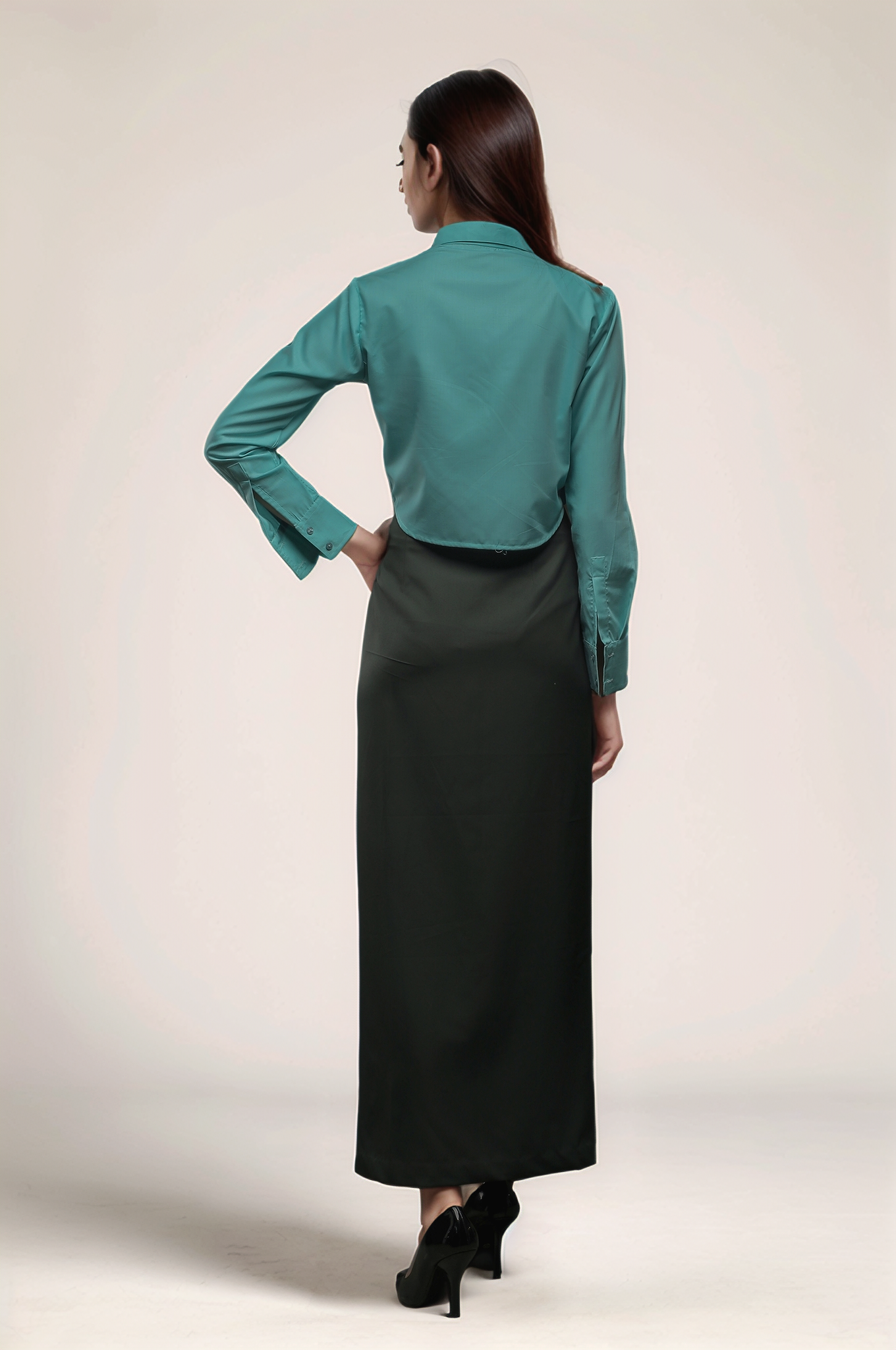 Green Slit Long Skirt