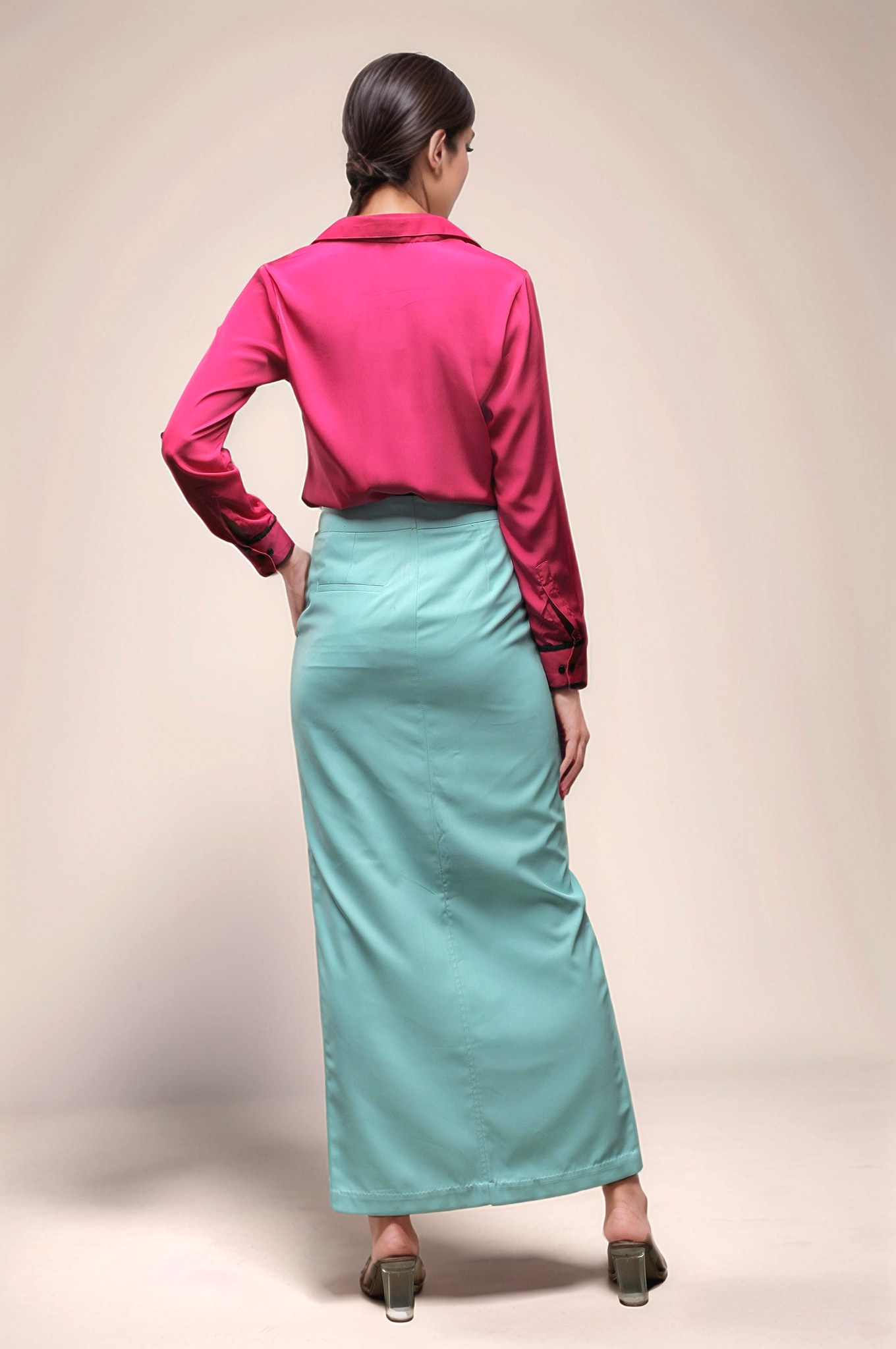 Pink Crepe Piping Shirt