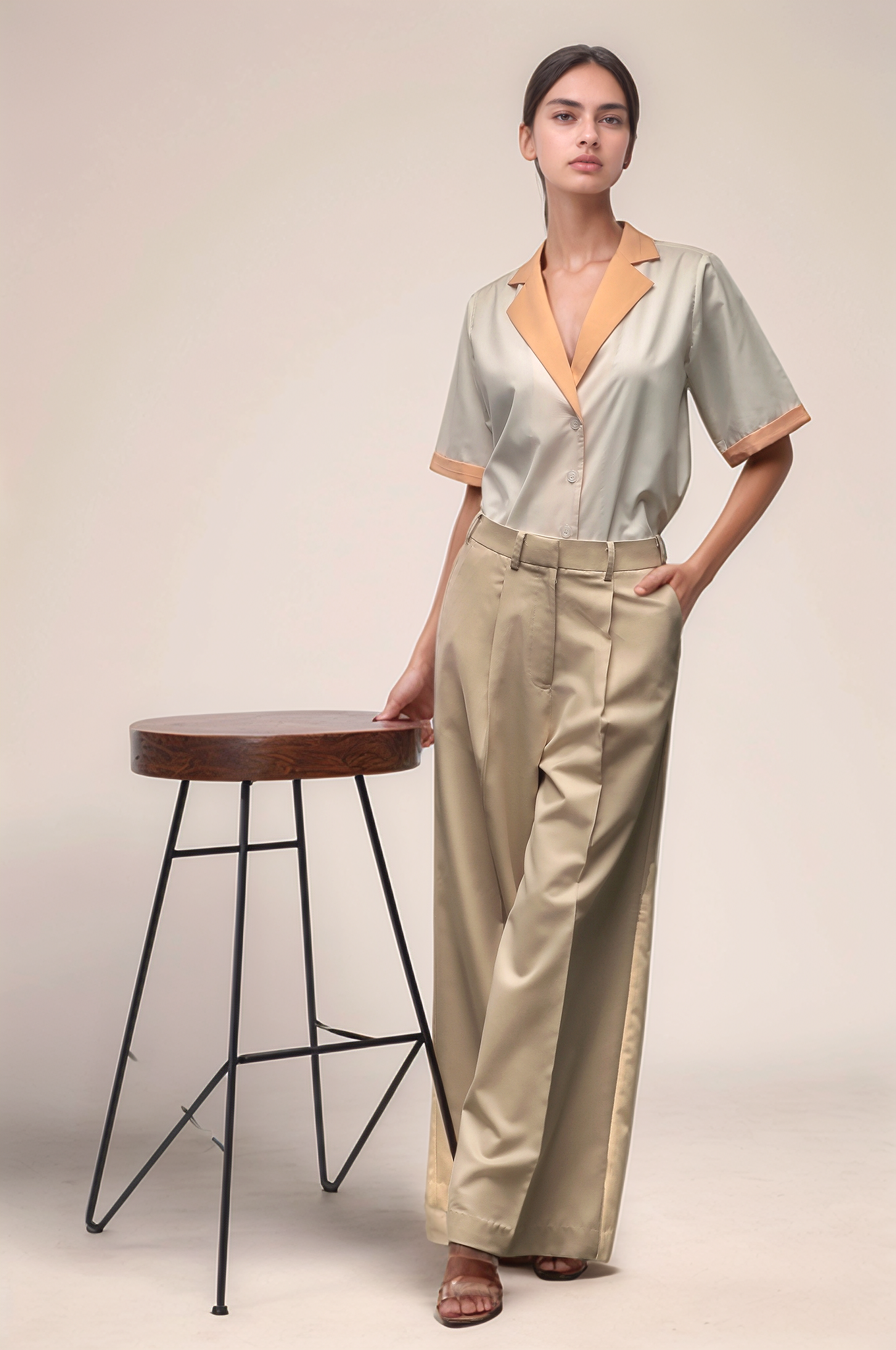 Beige Loose Pants