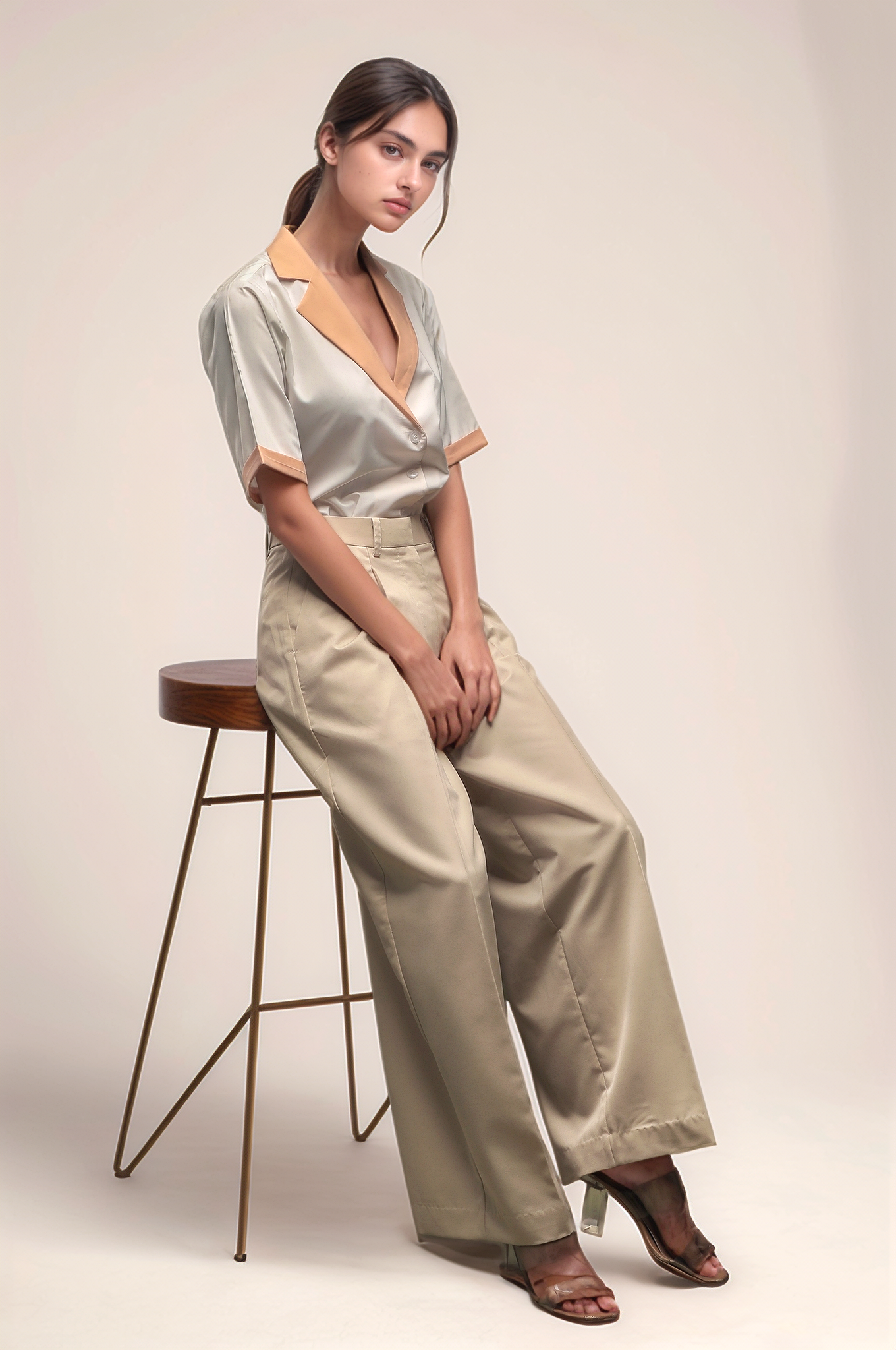 Beige Loose Pants