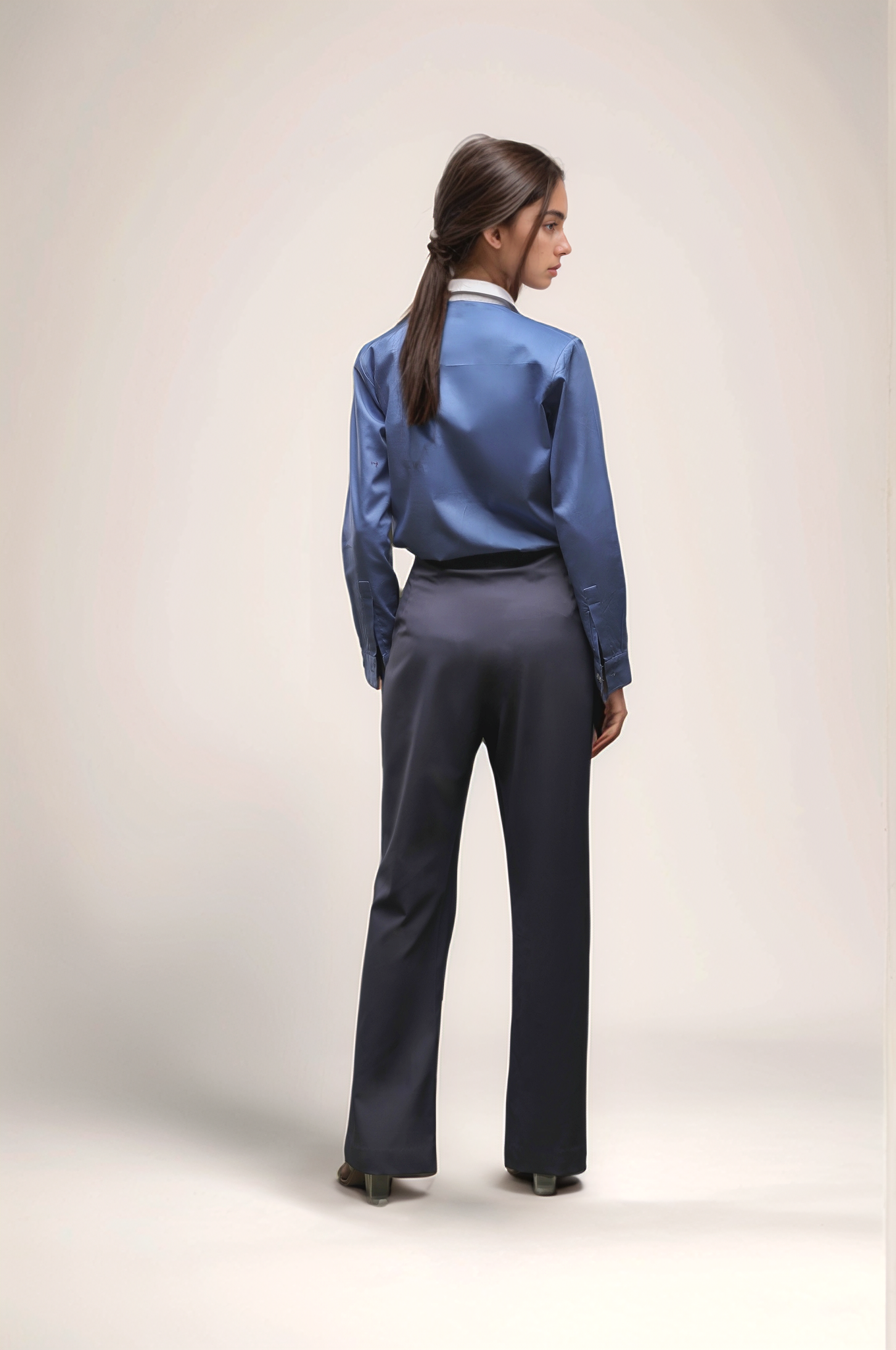 Blue Tuxedo Pleated Yoke Shirt