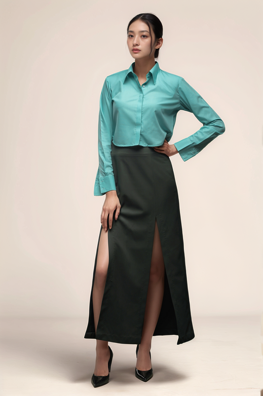 Sea Blue Cropped Shirt