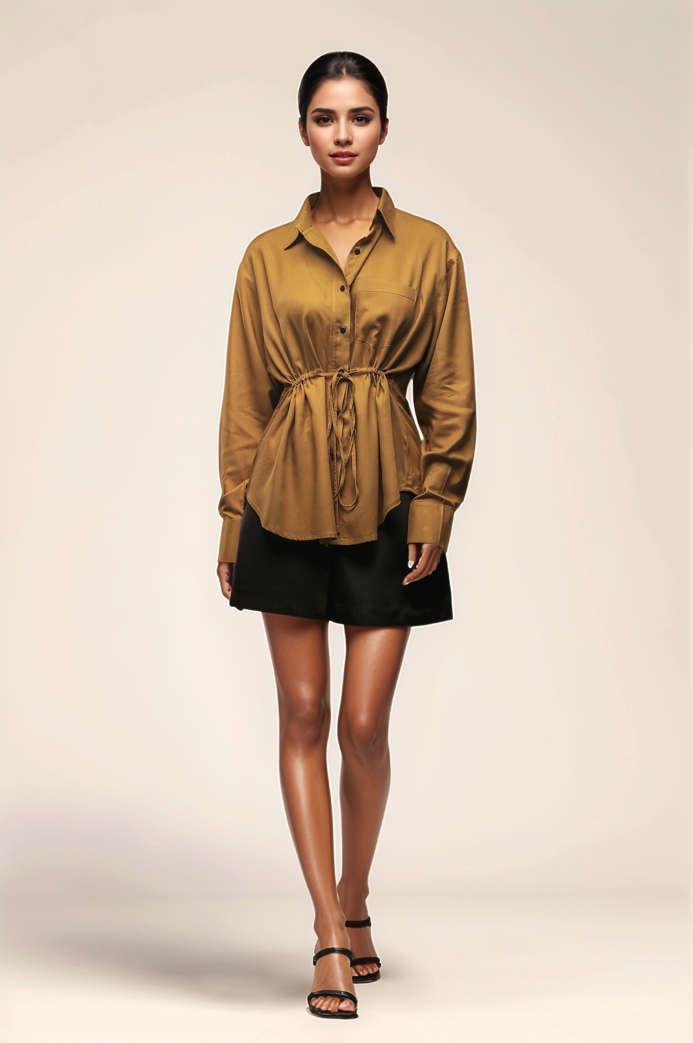 Mustard Yellow Drawstring Shirt