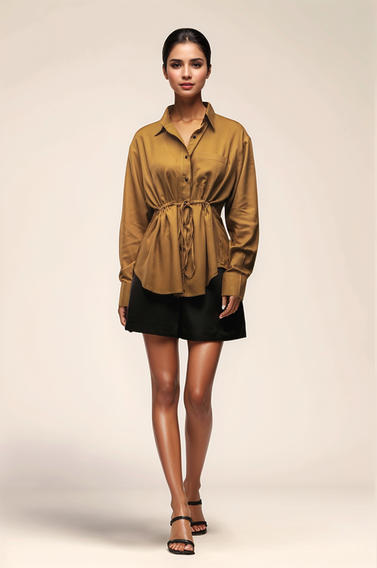 Mustard Yellow Drawstring Shirt