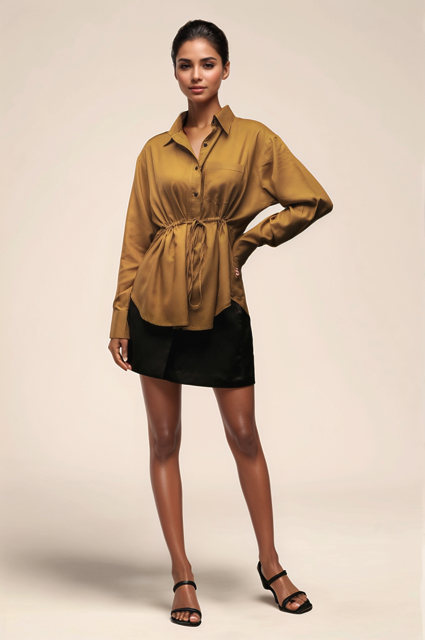 Mustard Yellow Drawstring Shirt