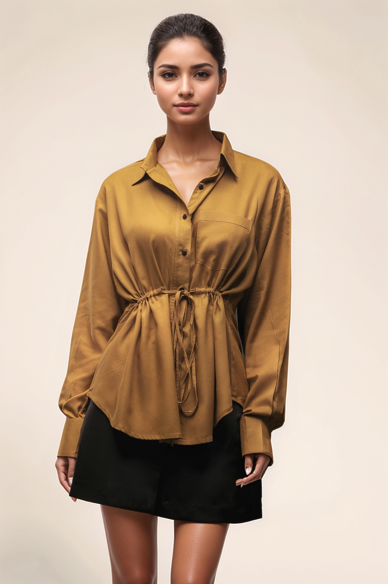 Mustard Yellow Drawstring Shirt